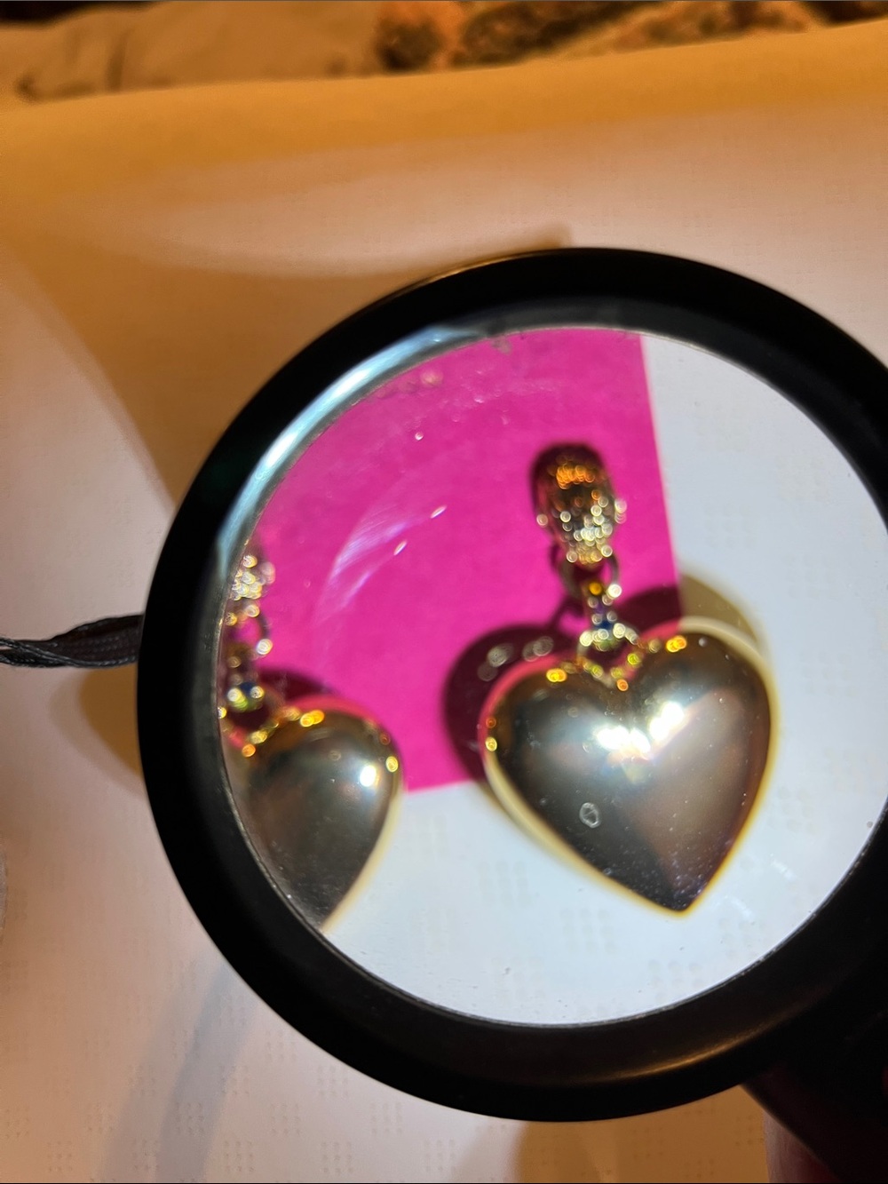 NWT Kurt Geiger Gold Heart Drop Earrings with Dark Green Inset - Picture 12 of 12